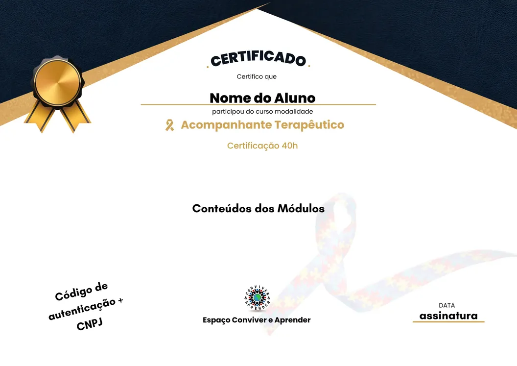Certificado do curso de AT, 40 horas